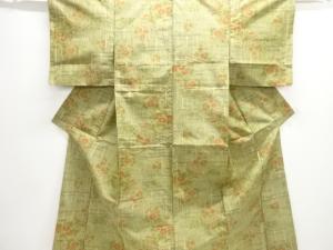 草花模様織り出し手織り紬着物